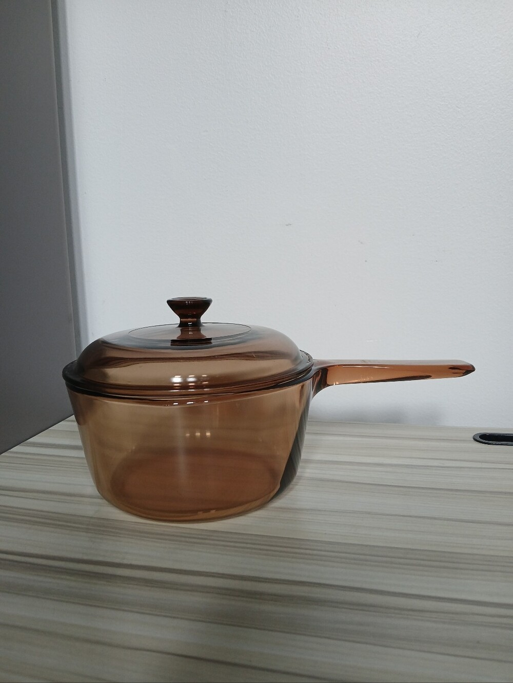 Vtg Corning Ware Visions Amber Glass 1.5 L Pot Sauce Pan WITH LID Pyrex USA